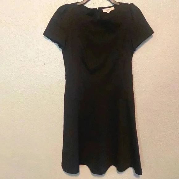 Ann Taylor LOFT Classic Black A Line Dress Short Sleeve Flowy Women's Size 4 - Picture 1 of 7